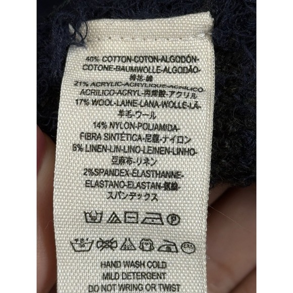 Free‎ people Blue Fuzzy Striped Button Up Coat Jacket Unique Collarless S/P - Picture 7 of 11